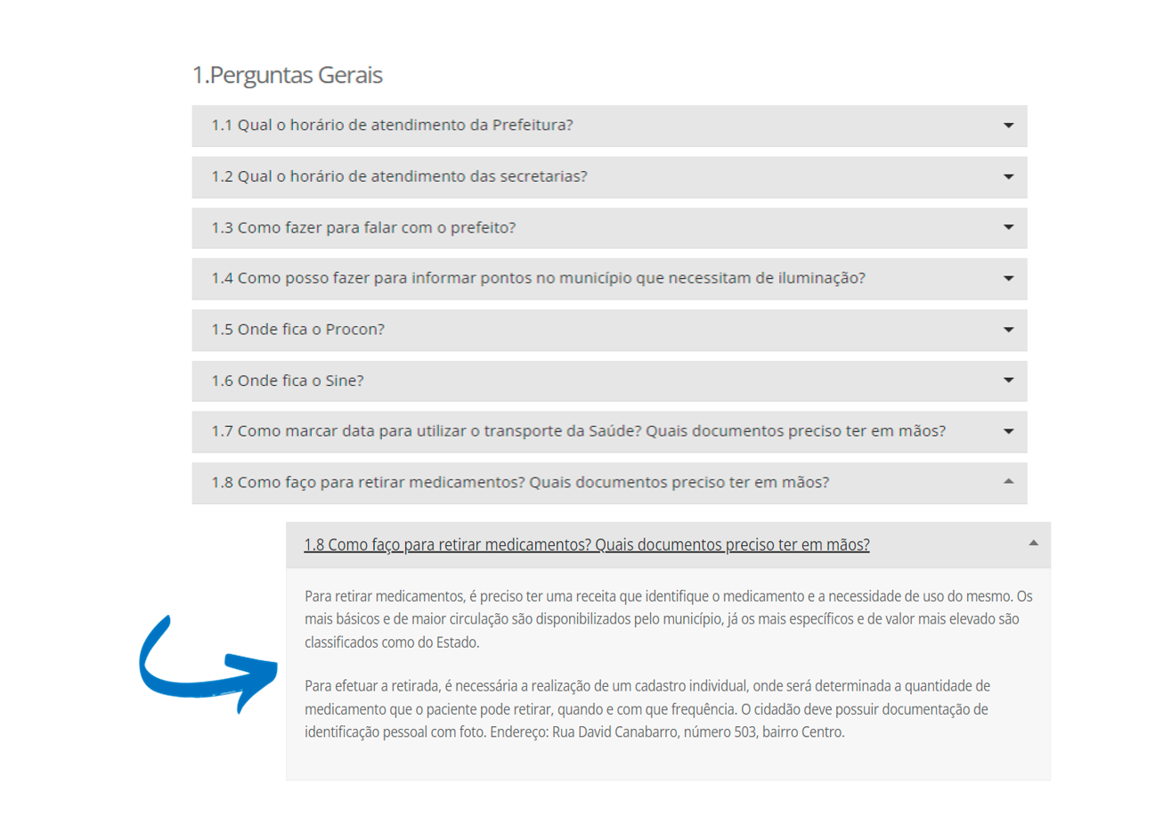 Exemplo de perguntas e respostas frequentes