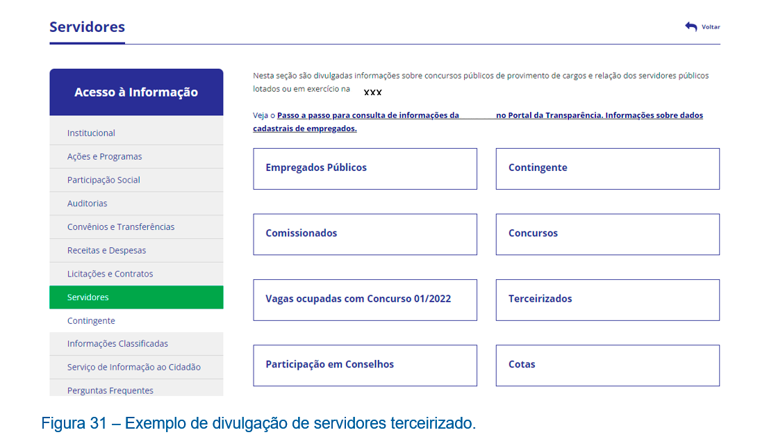 Exemplo adicional de lista de terceirizados
