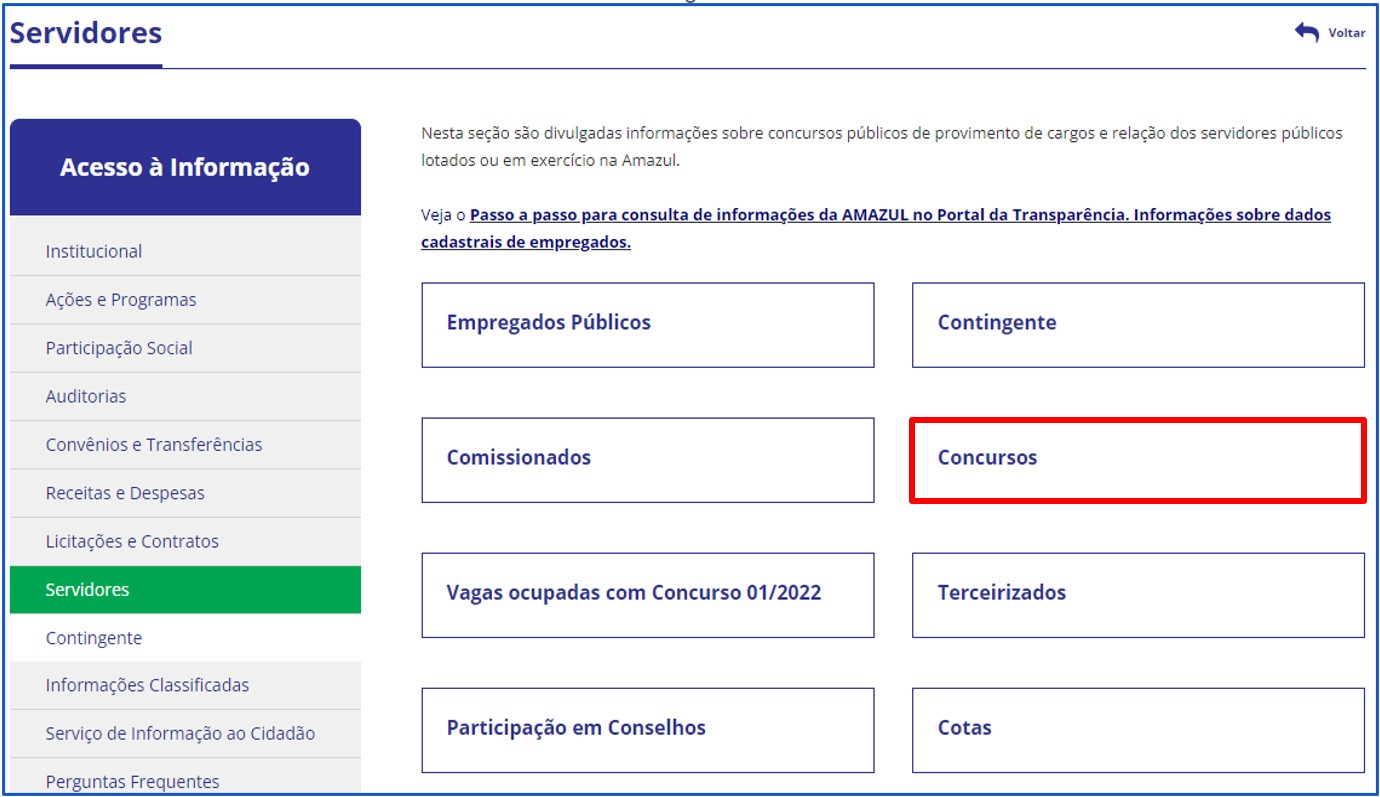 Exemplo de divulgação de editais de concursos públicos